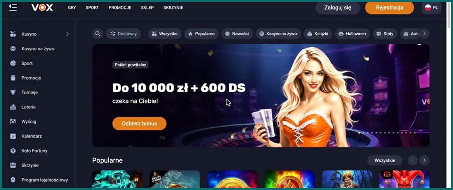 VOX Casino - strona główna kasyna